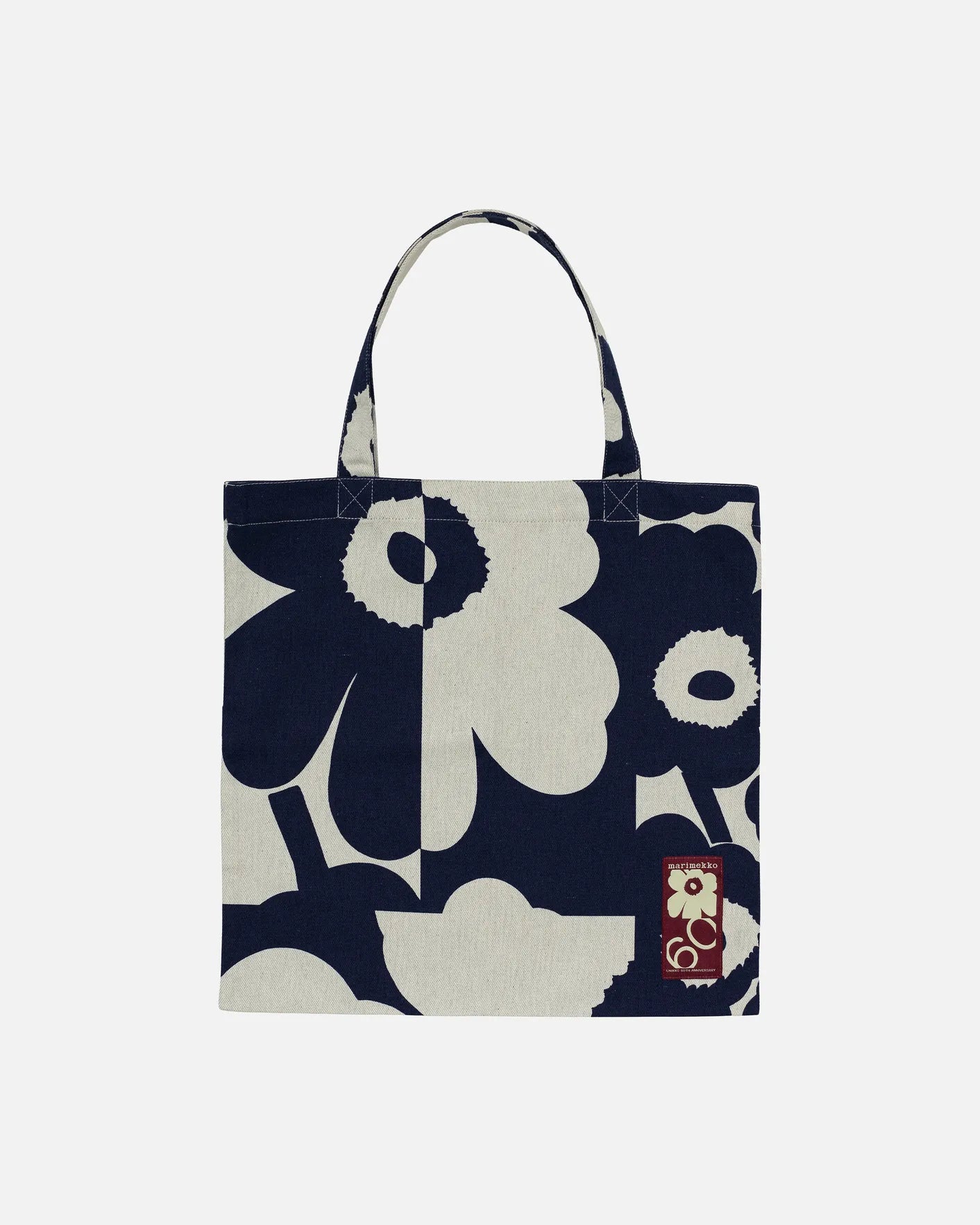 Marimekko Oiva Unikko Kollaasi Tote Bag Linen Dark Blue