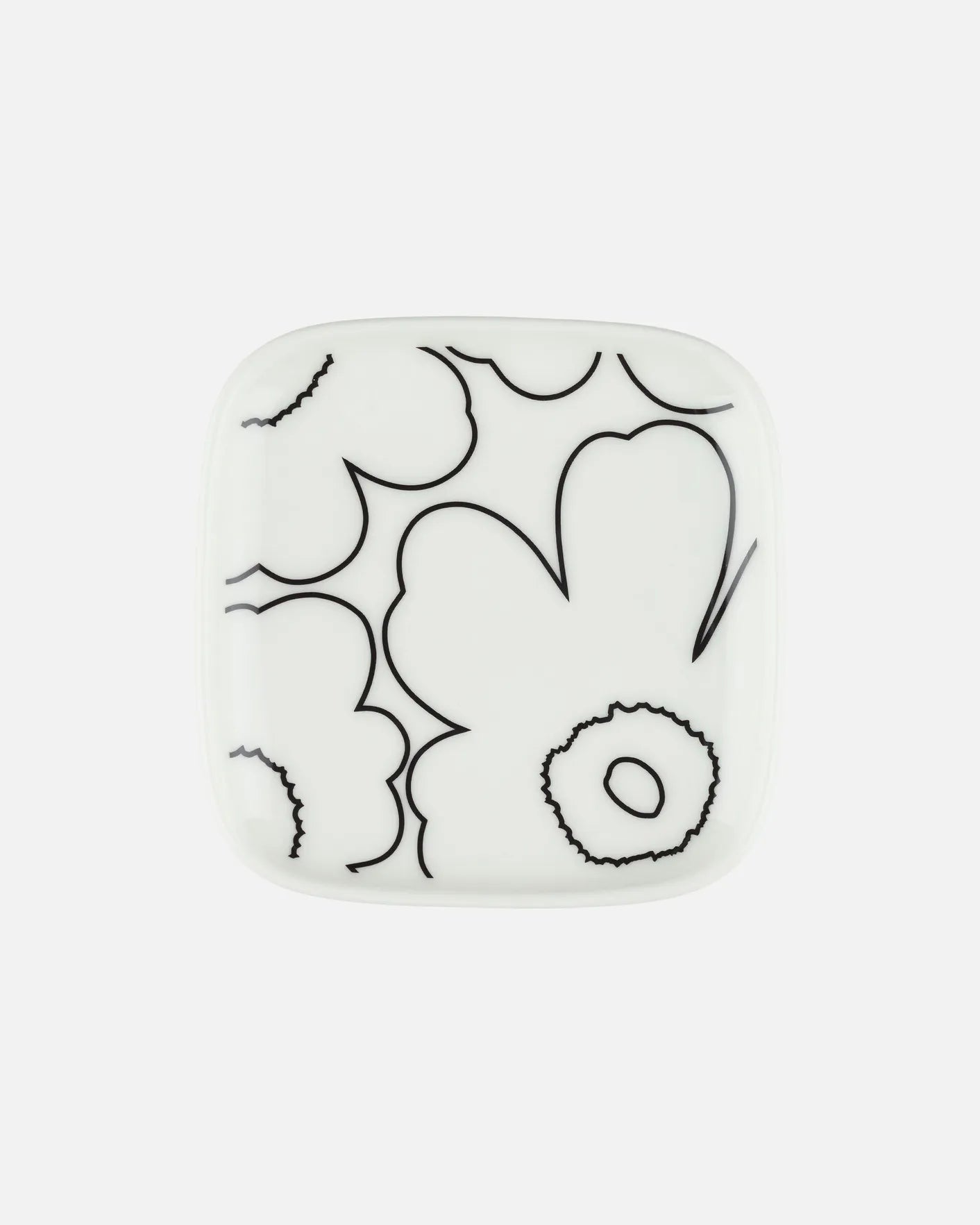 Oiva / Piirto Unikko Square Plate (White, Black)