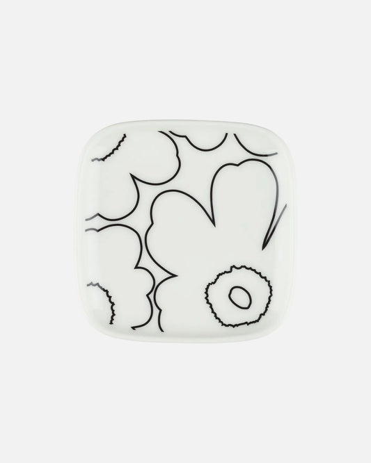 Oiva / Piirto Unikko Square Plate (White, Black)