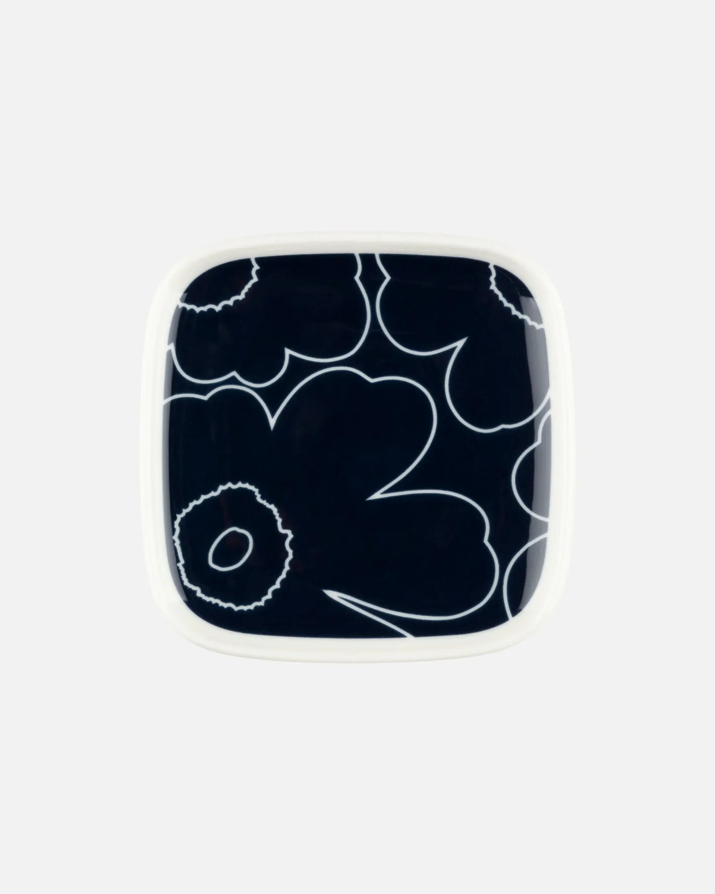Oiva / Piirto Unikko Square Plate (Dark Blue, White)