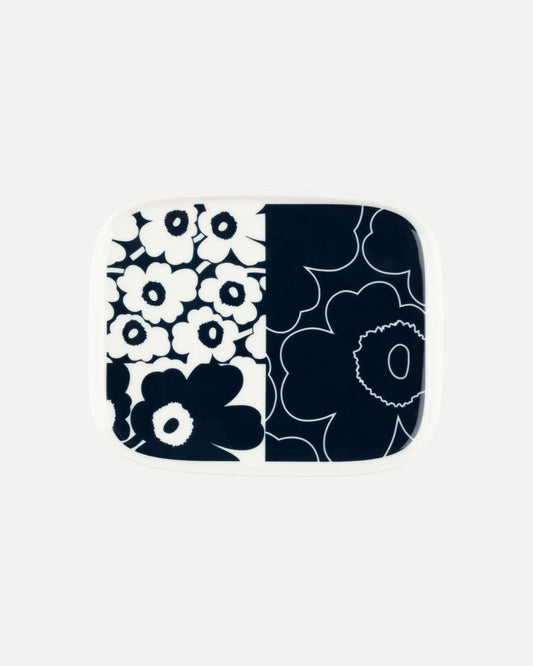 Oiva / Unikko Kollaasi Plate (White, Dark Blue)