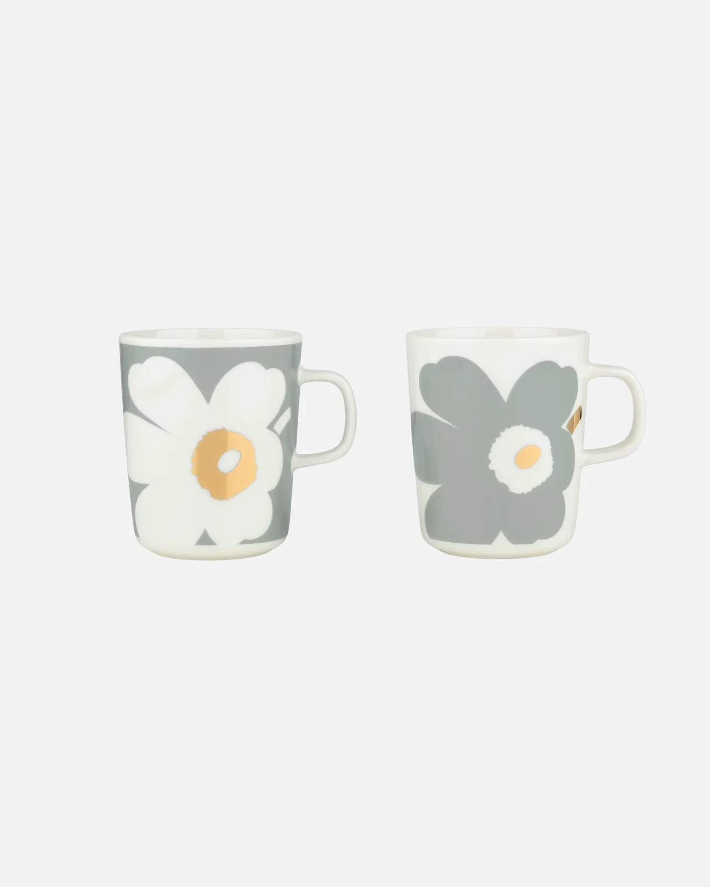 Unikko Anniversary Mug 250ml Set of 2 (White, Light Grey, Gold)
