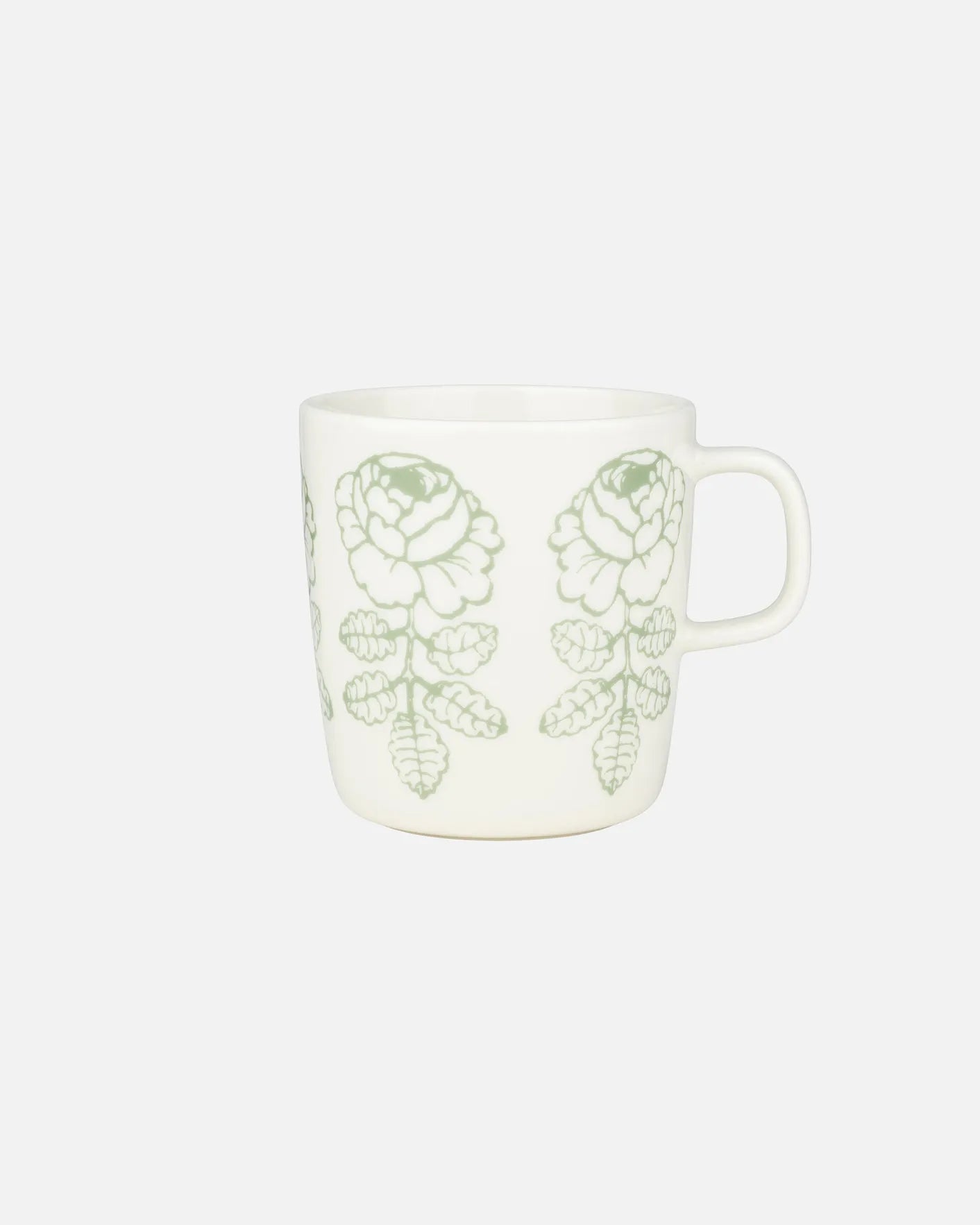 Marimekko Oiva / Vihkiruusu Mug 400ml in White, Sage
