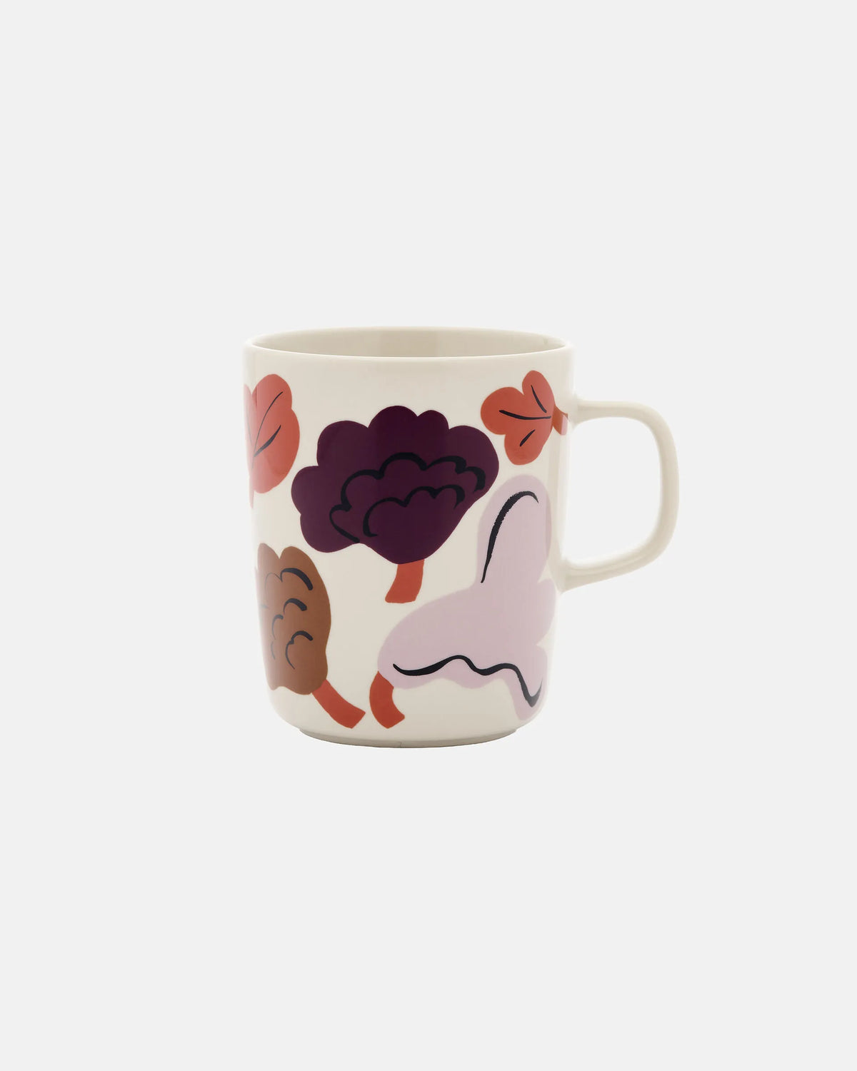Marimekko Oiva Kukasta Kukkaan 250ml stoneware mug in plum bronze and terracotta