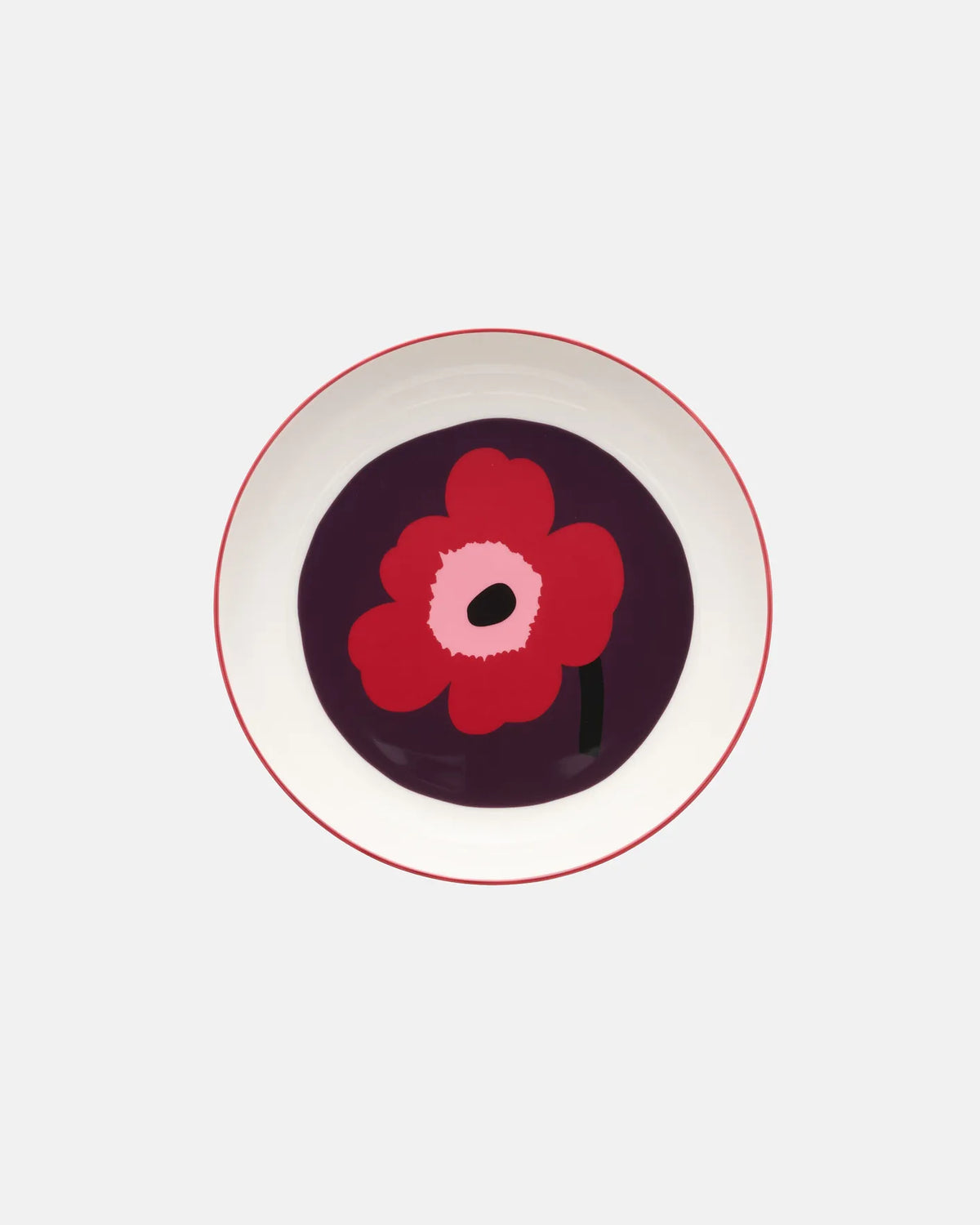 Marimekko Oiva / Unikko Deep Plate 20.5cm in White, Plum, Cranberry, Pink.