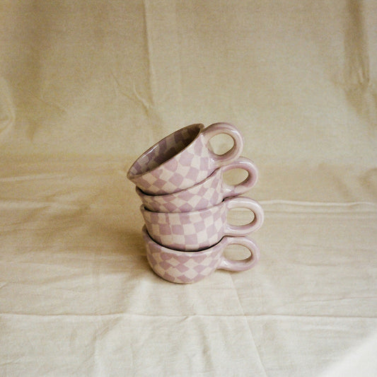 Latte Mug Check Lavender 260ml