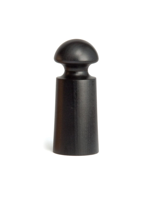 David Mellor small black lacquered beechwood salt and pepper mill on white background