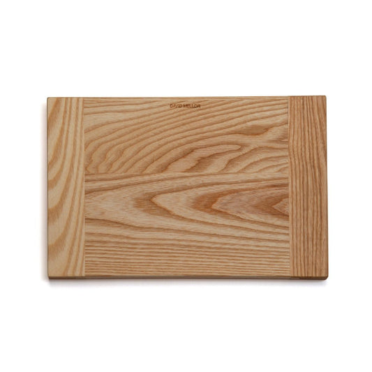 David Mellor small ash wood cutting board with cleated ends, 30cm by 20cm.
