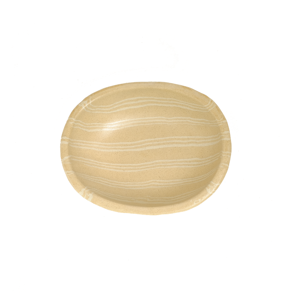 Egg Bowl Stripe Yellow Medium