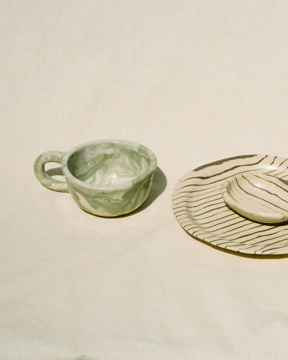 Latte Mug Marble Sage 260ml