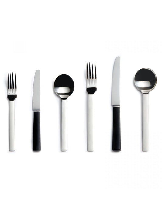 David Mellor Odeon cutlery collection with satin stainless steel and black handles