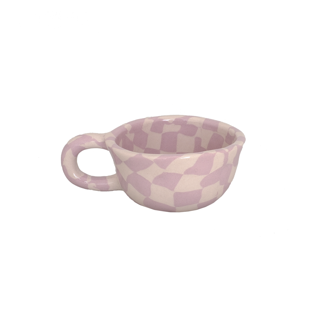 Latte Mug Check Lavender 190ml