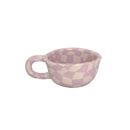 Latte Mug Check Lavender 190ml