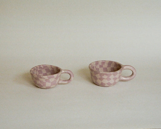 Latte Mug Check Lavender 190ml