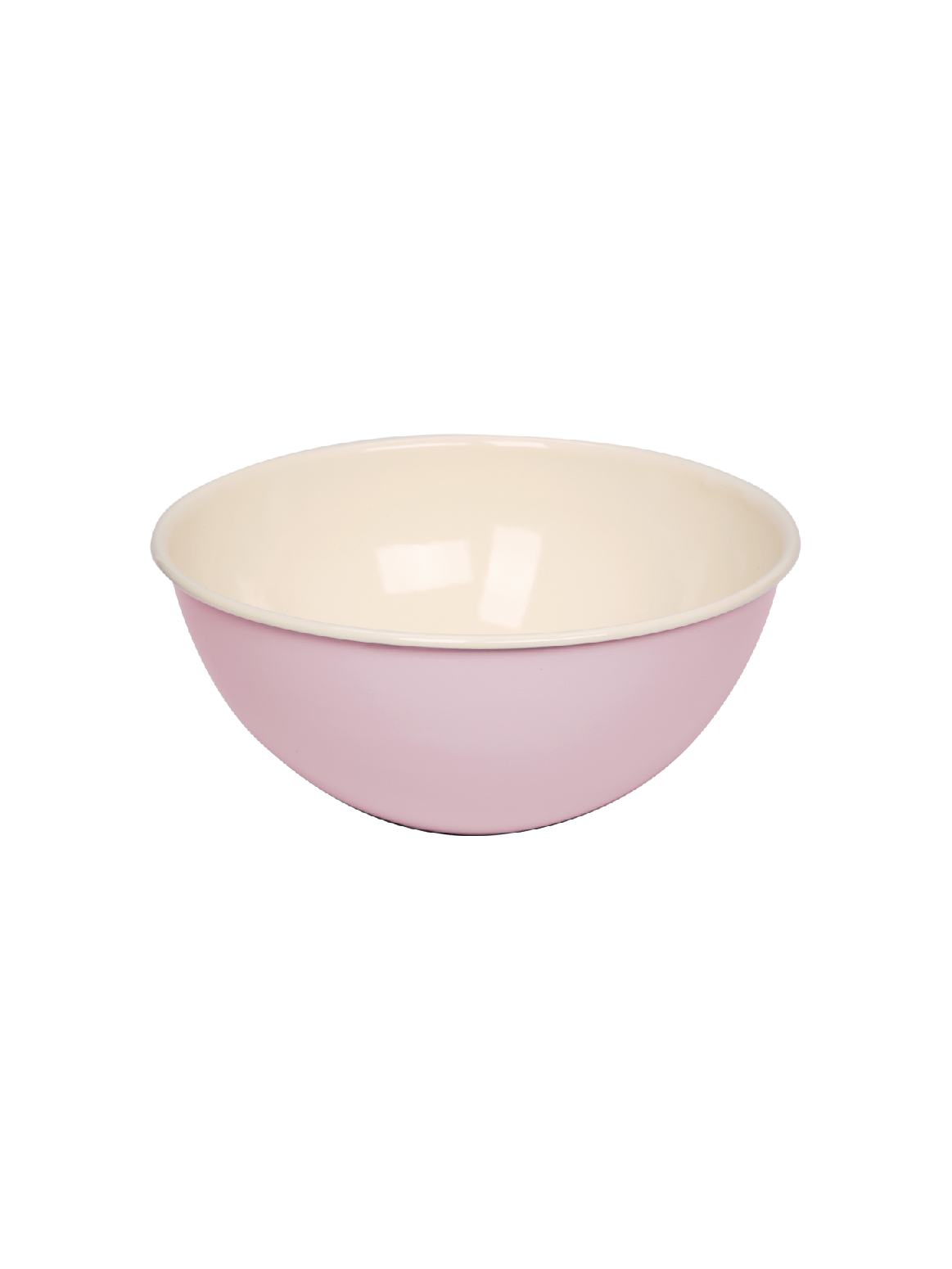 Riess Pink enamel serving bowl, handmade Austrian enamelware for induction and gas stoves.