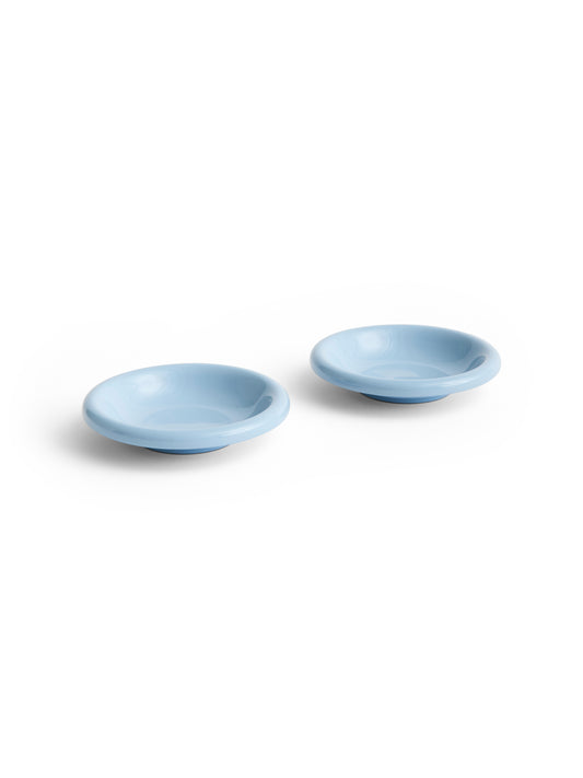 HAY Barro terracotta bowl set of two in high gloss light blue glaze by designer Rui Pereira.
