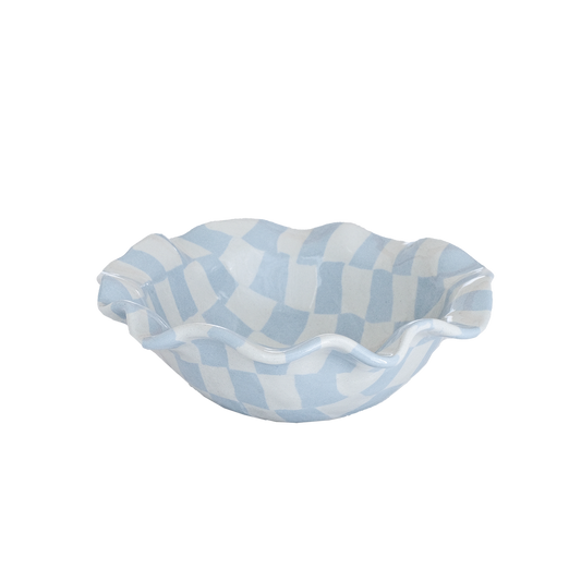 Ruffle Bowl Check Baby Blue
