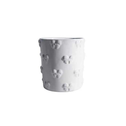 Large Carron Paris Nœud-Nœud tumbler in white enameled terracotta.