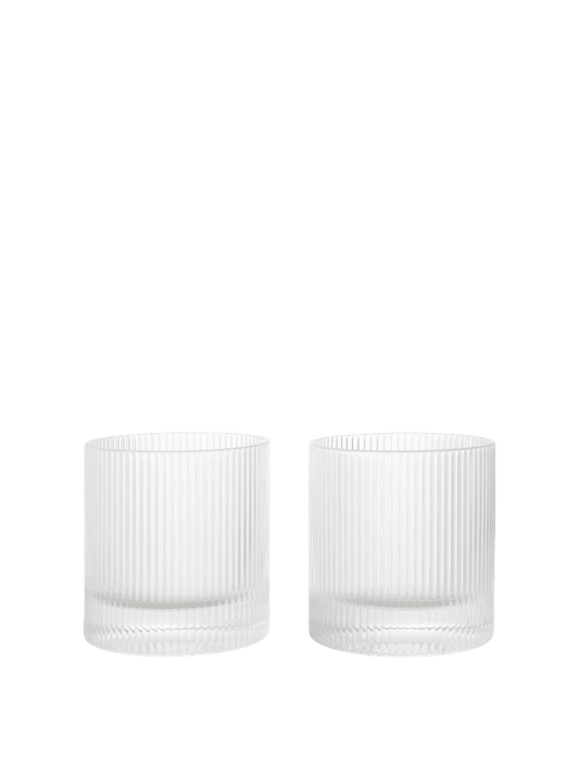 ferm LIVING Ripple mouth blown clear tumbler glasses set of 2
