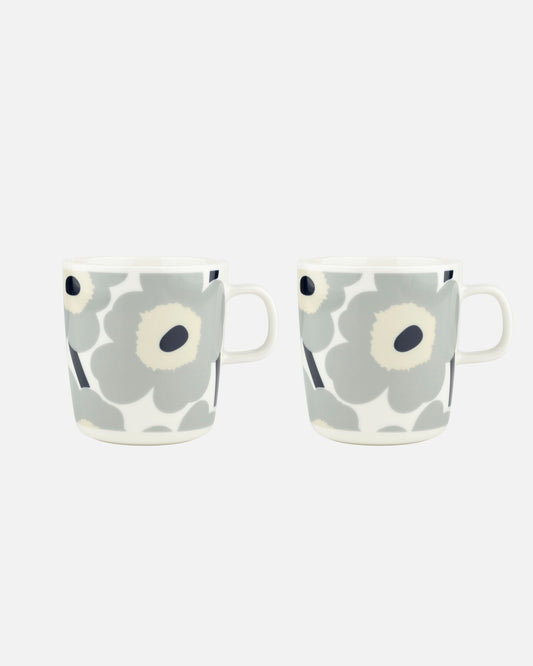 Unikko Mug 400ml Set of 2 (White, Light Grey, Sand, Dark Blue)