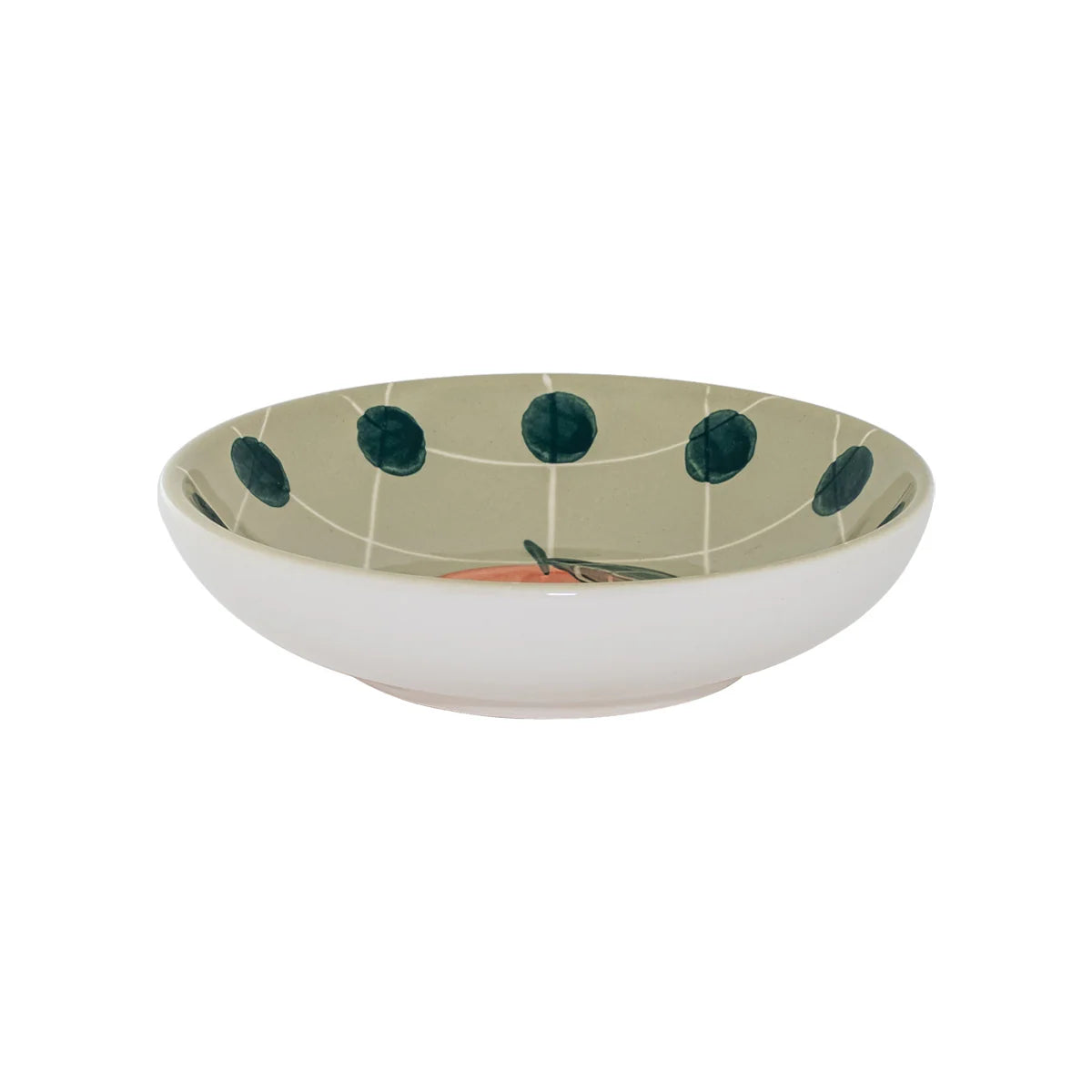 Green Bowl with Polka Dot Border 14cm