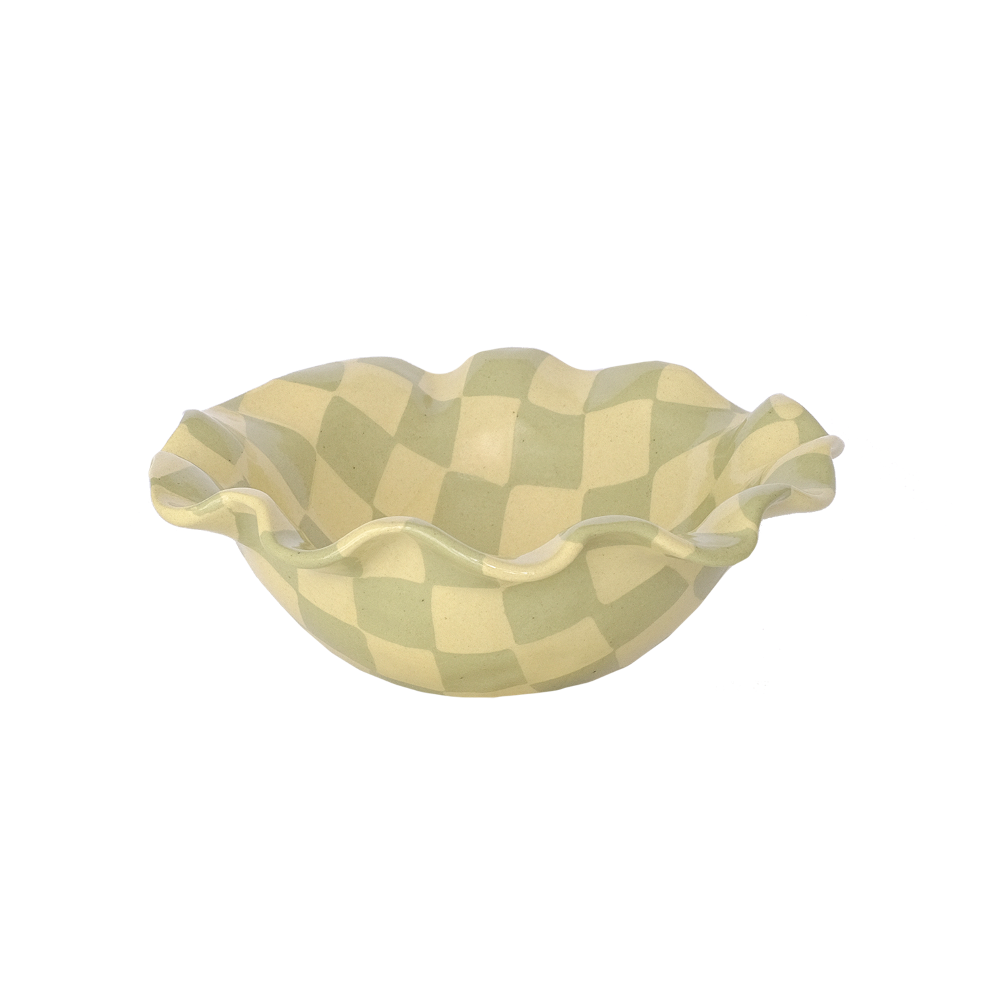 Ruffle Bowl Check Apple Lime