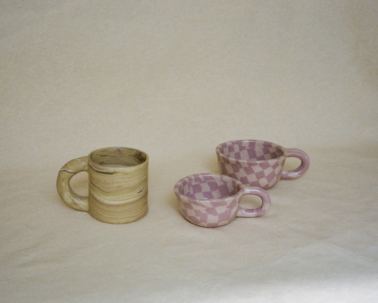 Latte Mug Check Lavender 190ml