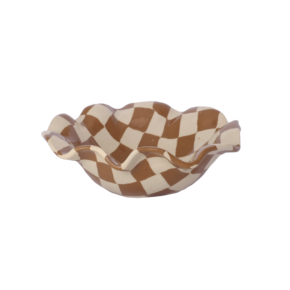 Ruffle Bowl Check Pecan