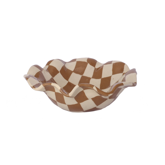 Ruffle Bowl Check Pecan