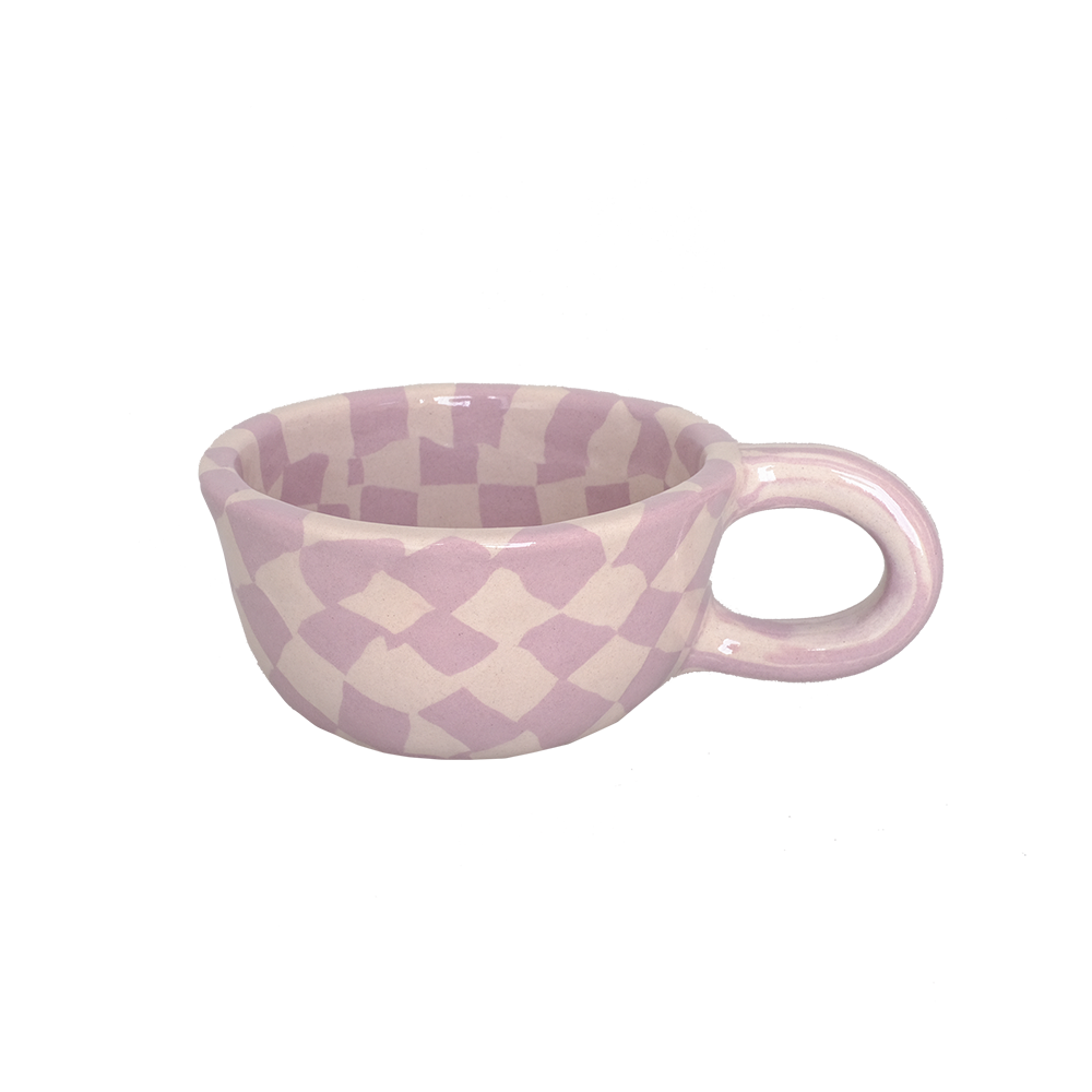 Latte Mug Check Lavender 260ml