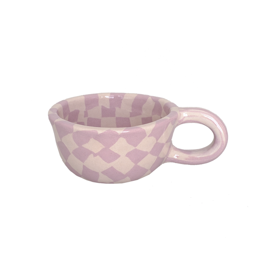 Latte Mug Check Lavender 260ml