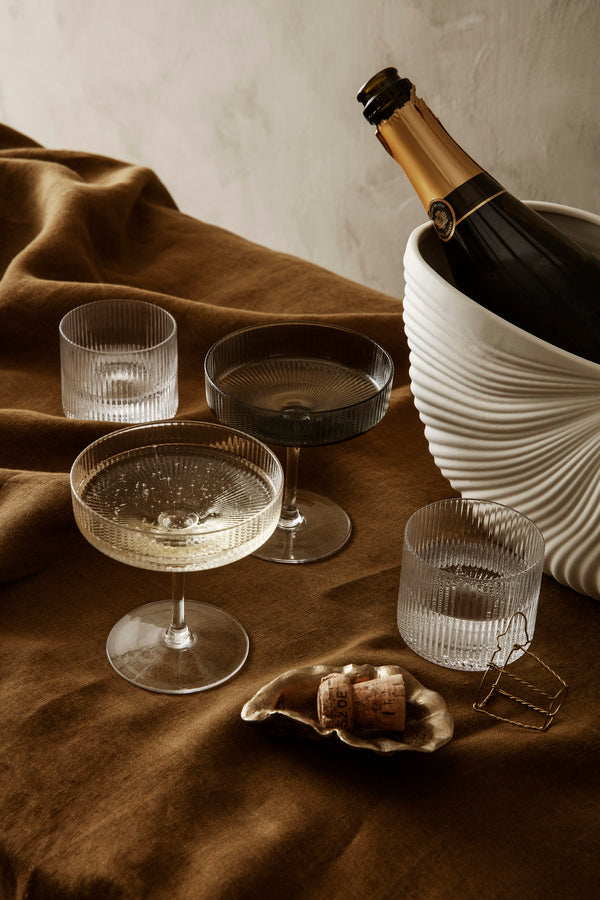 Ripple Champagne Saucers Set of 2 (Smoked Grey)