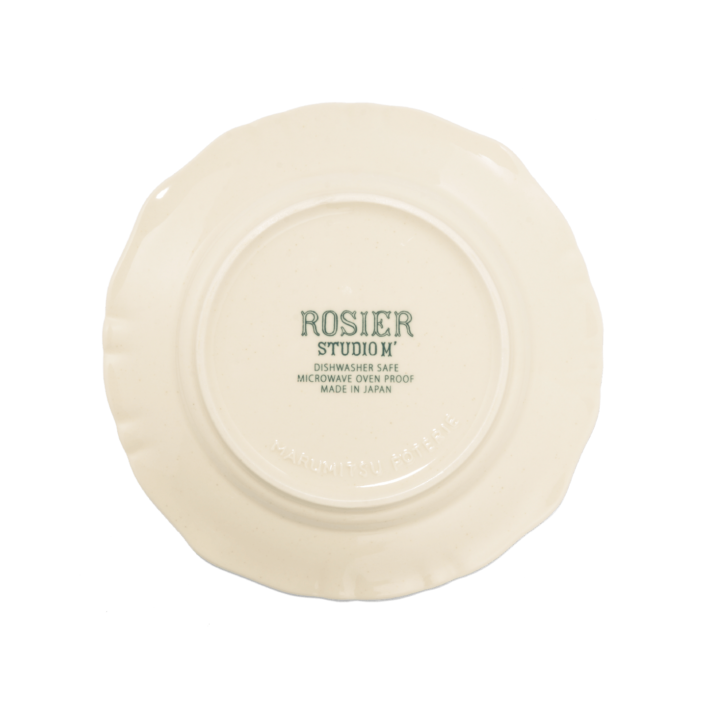 A pack shot of the base of Studio M' Rosier Plate 20cm in a warm, subtle beige glaze.
