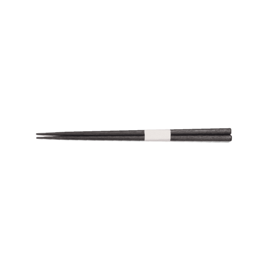 A pack shot of the back of Studio M' Lacquered Chopsticks 23cm featuring a sleek, minimalist profile and a subtle matte black wipe-lacquer finish over natural wood grain.