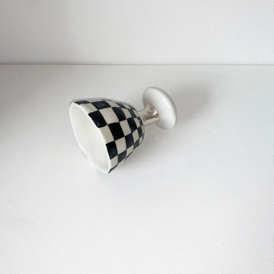Black Checkerboard Bowl Silver