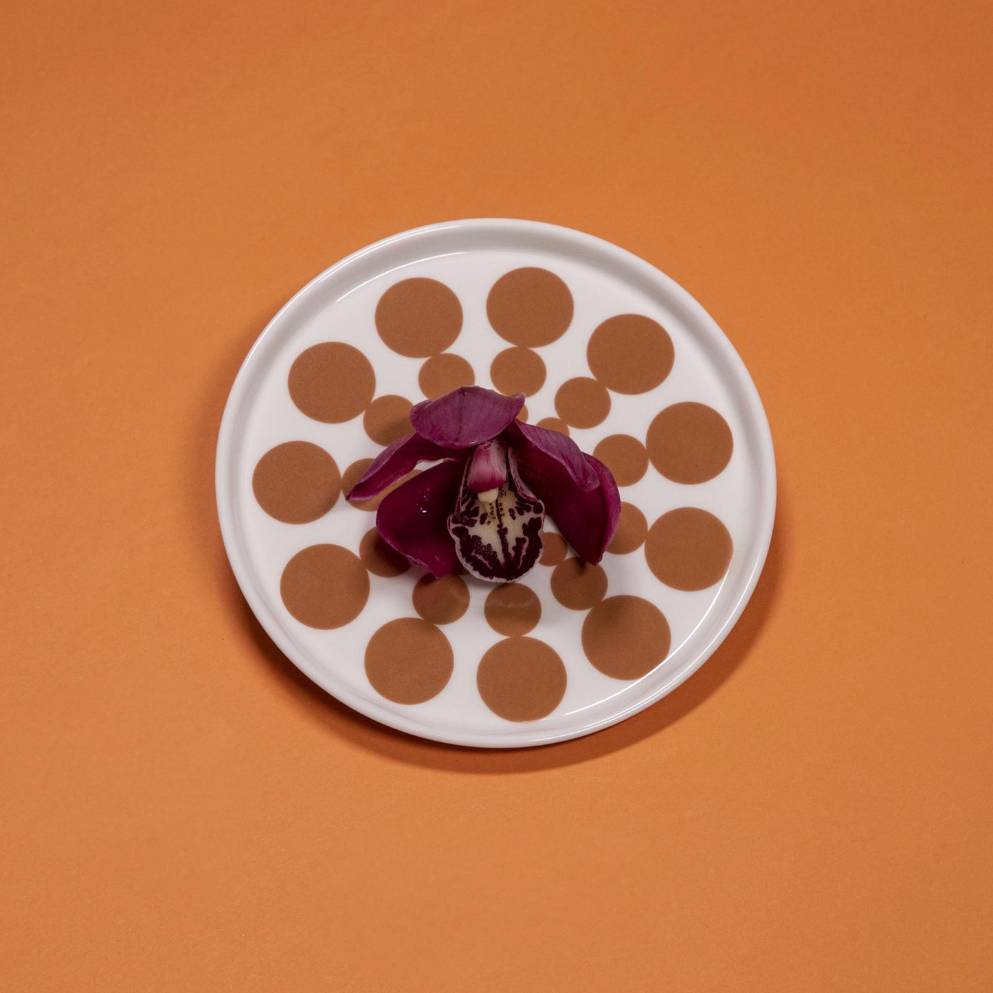 Brown Dot Pattern Plate 16cm