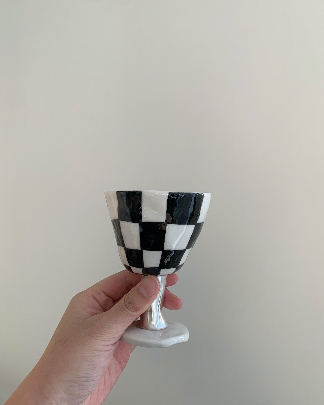 Black Checkerboard Bowl Silver