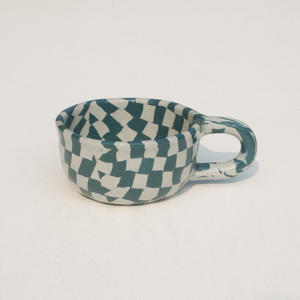 Latte Mug Blue Check 260ml