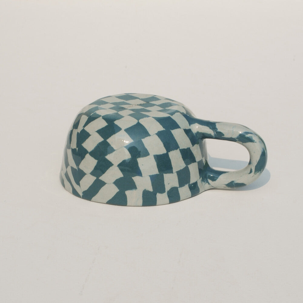 Latte Mug Blue Check 260ml