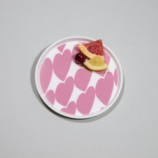Pink Heart Pattern Plate 16cm