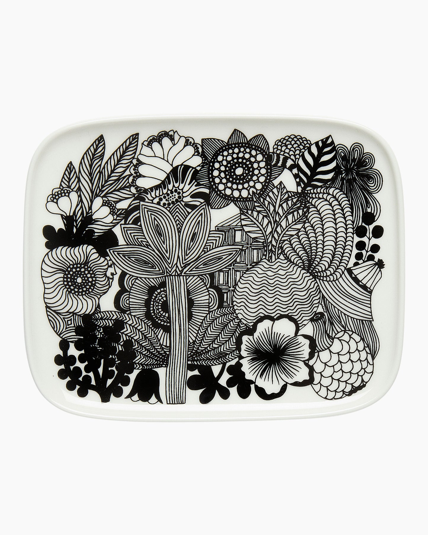 Oiva / Siirtolapuutarha Plate 15cm (White, Black)