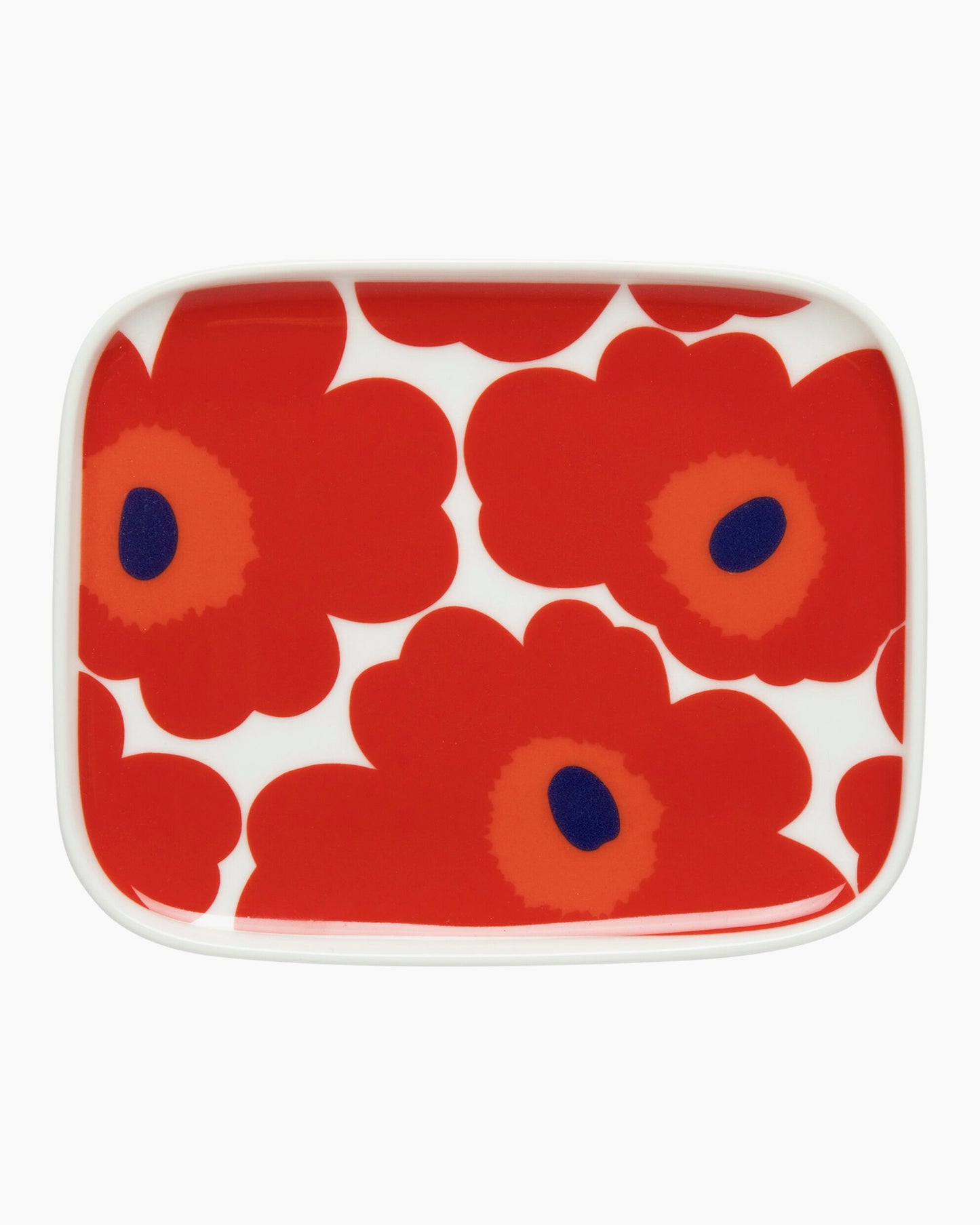 Oiva / Unikko Plate 12x15cm (White, Red, Blue)