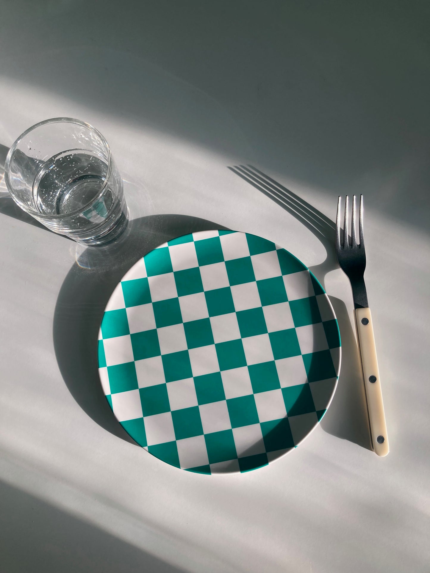 Green Check Side Plate 20cm