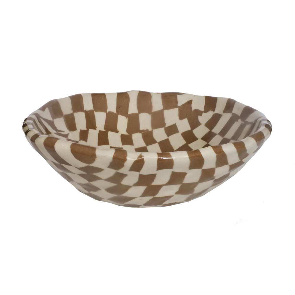 Bowl Marble Check Choco M