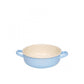 Side-angle view of the Riess 18cm porcelain enamel bowl in a classic blue, showcasing its robust, industrial chic silhouette.