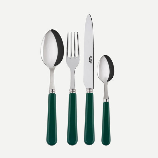 Sabre Paris Pop cutlery collection with vibrant green acrylic handles and shiny polish