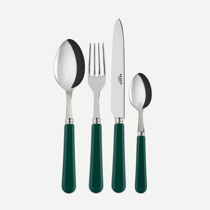 Sabre Paris Pop cutlery collection with vibrant green acrylic handles and shiny polish