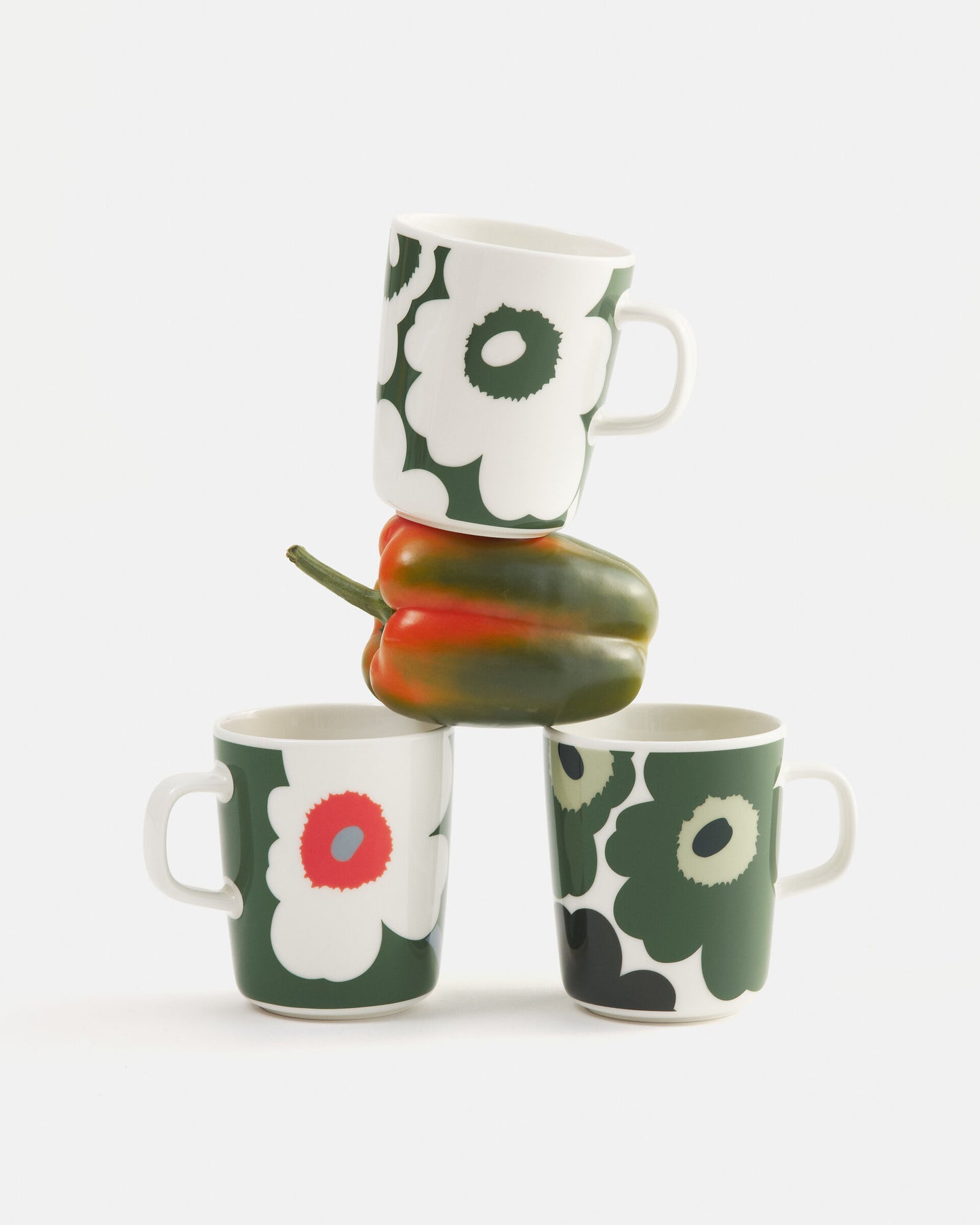 Oiva / Unikko Mug 250ml (White, Green, Dark Green)