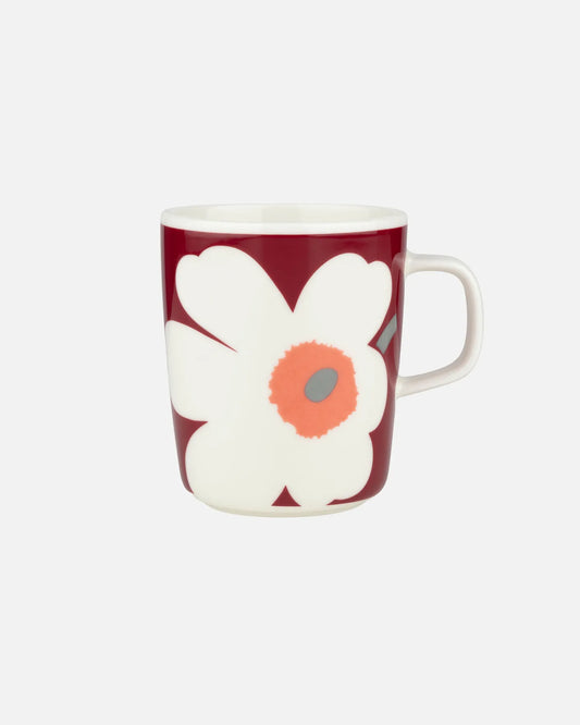 Oiva / Unikko Anniversary Mug 250ml (White, Dark Cherry, Ash Grey)