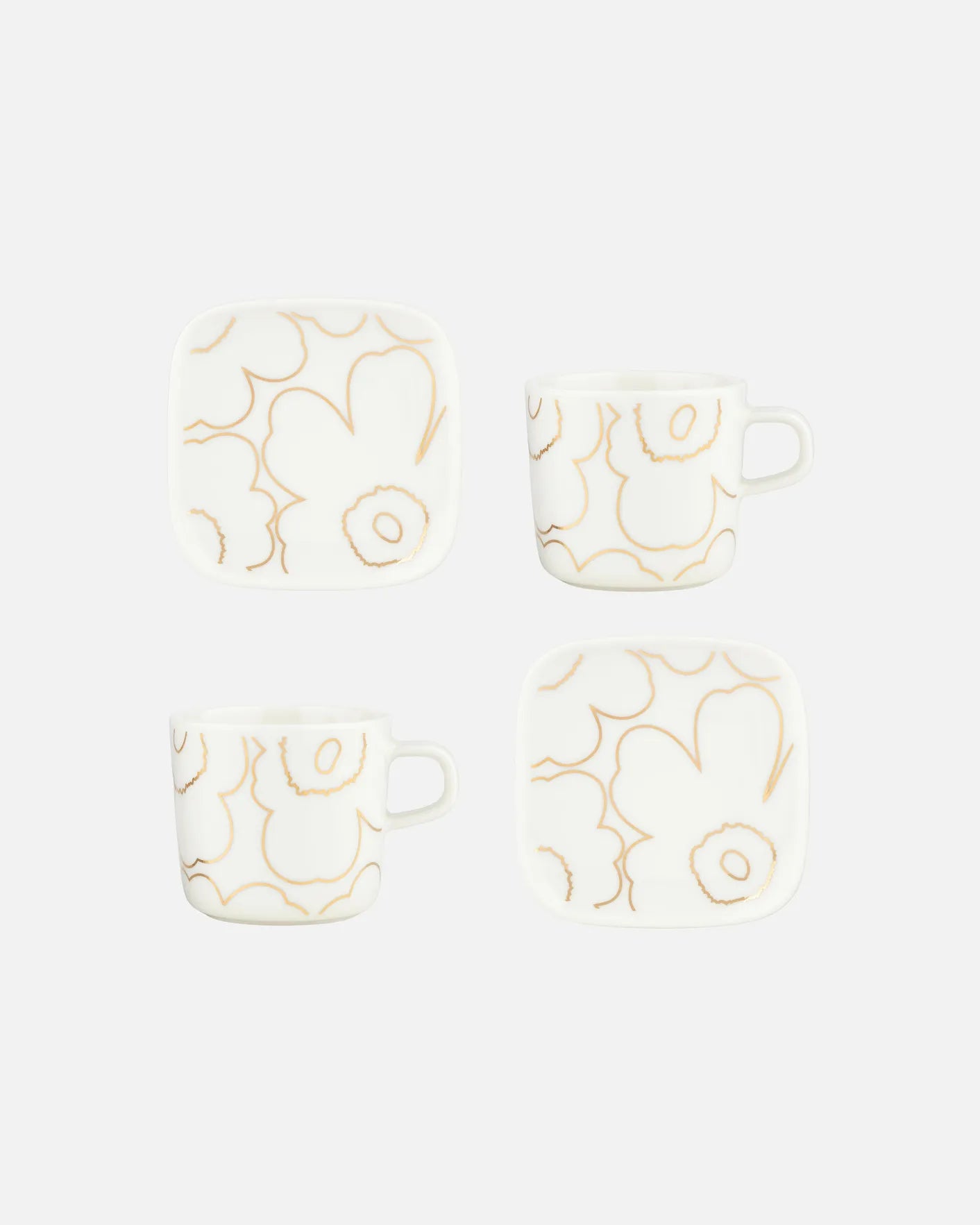 Oiva / Piirto Unikko Cup and Plate Set (White, Gold)